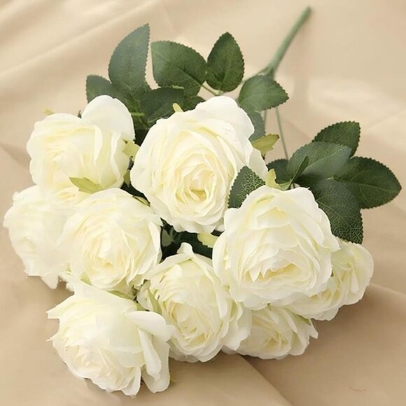 NEW Artificial Roses 10 Heads 2.8" Flowers Arrangement Silk Bouquet - Picture 5 of 8